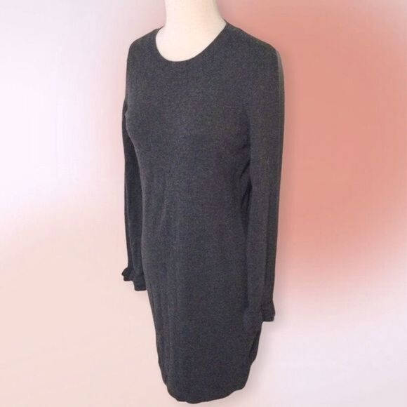 RACHEL Zoe Charcoal Gray Wool Blend‎ Sweater Dress Ruffled Cuffs NWT Size S - Picture 2 of 9
